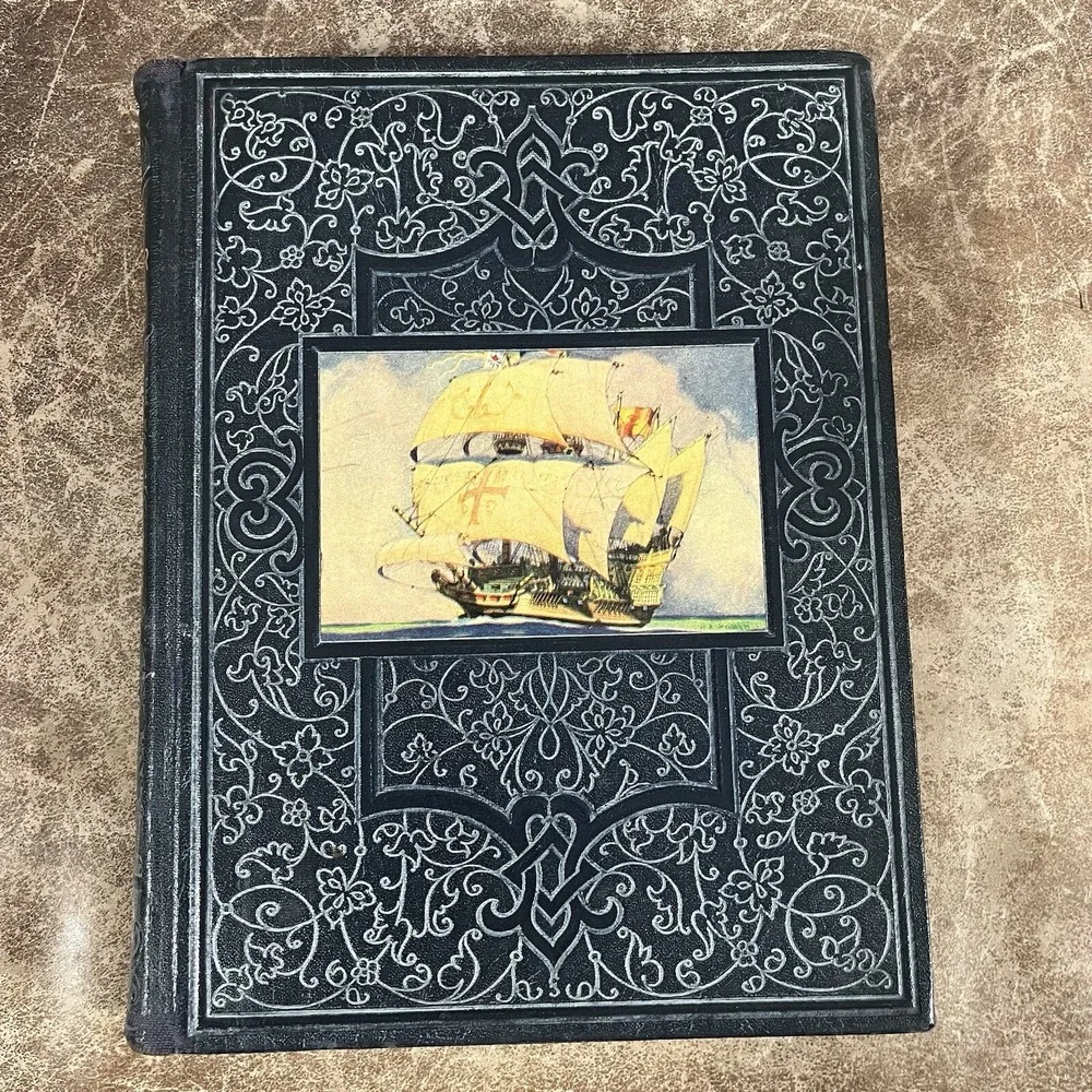 Geo L Shuman The New Wonder World History Book Vol 7 Black Silver Embossed Ship